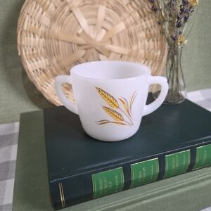 Vintage White Mug with Wheat Design